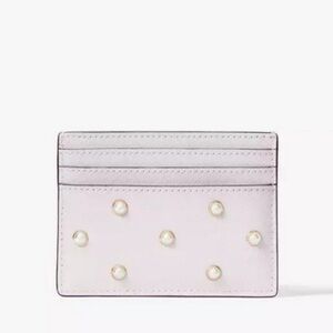 NWT Kate spade love shack lilac mini heart card holder with faux pearls